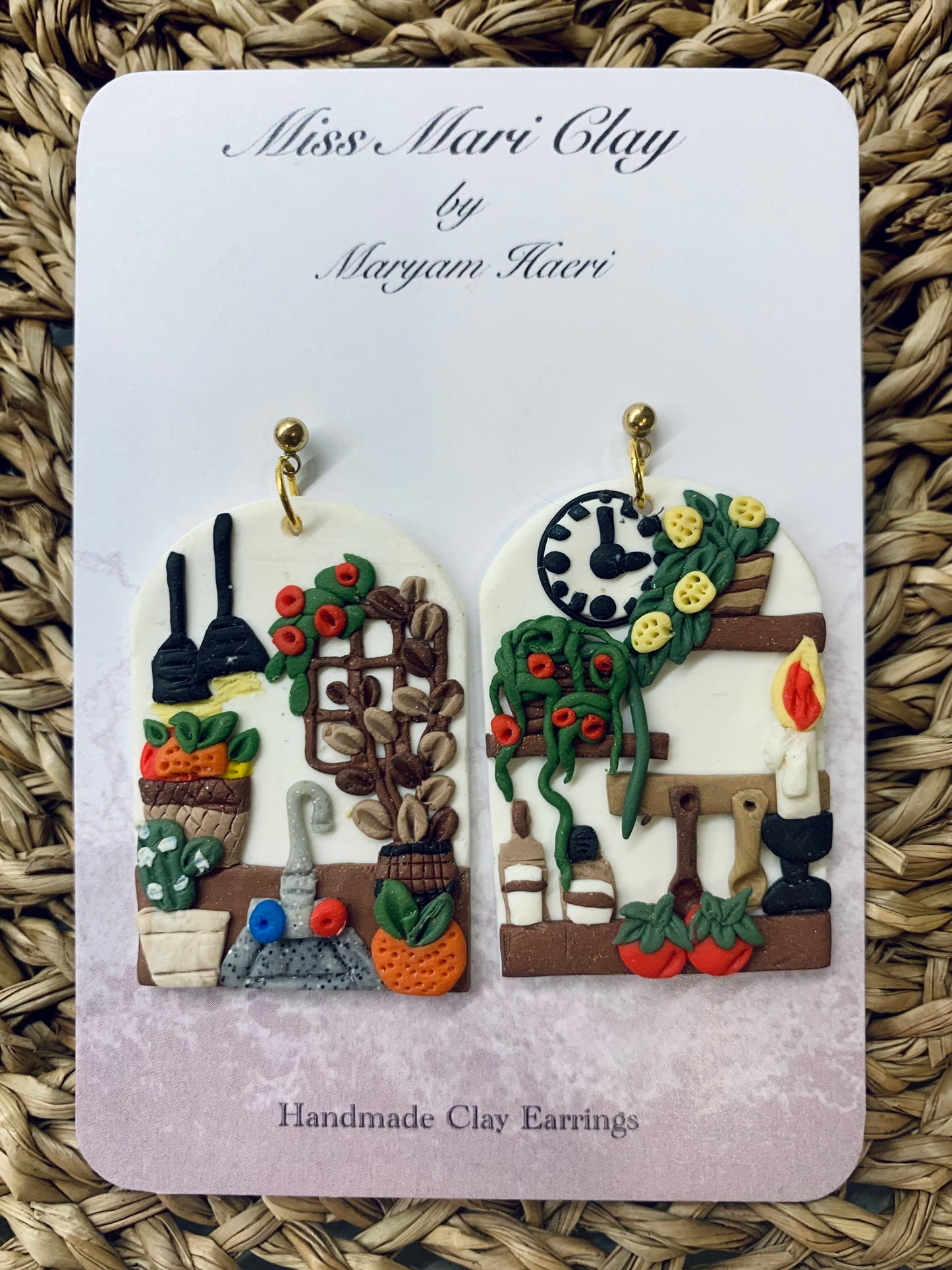 Kitchen decor clay earrings