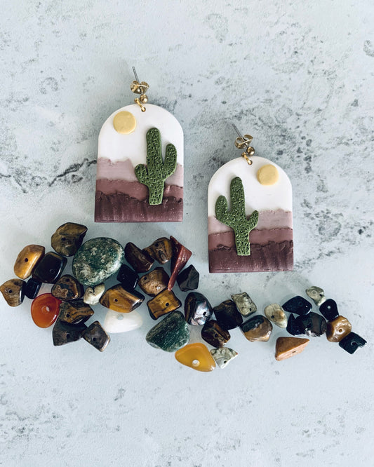 Cactus clay earrings