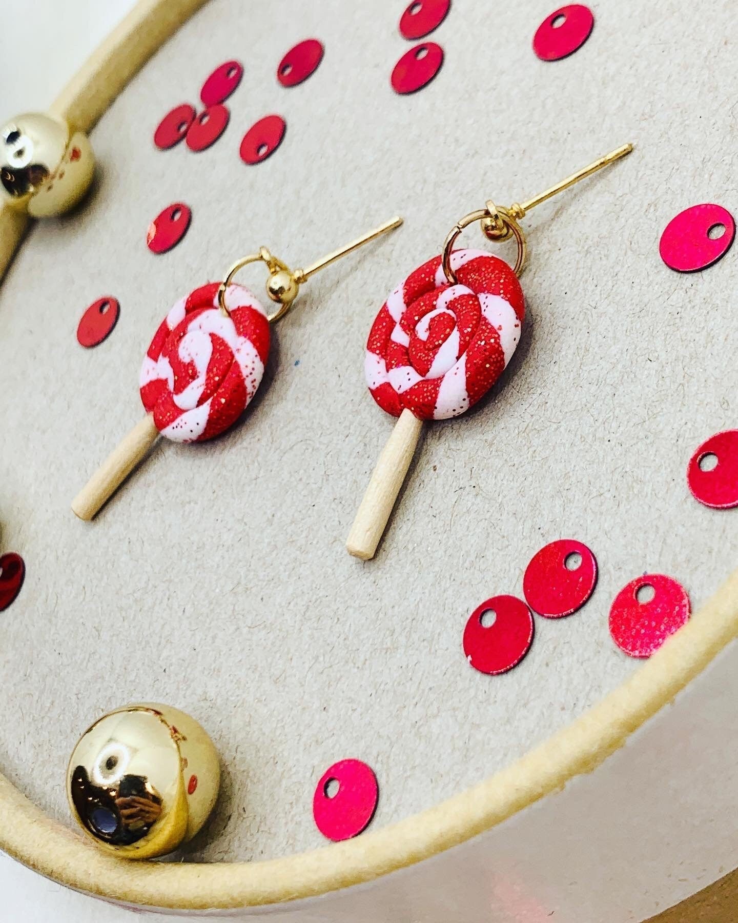 Christmas peppermint candy earrings Xmas gift