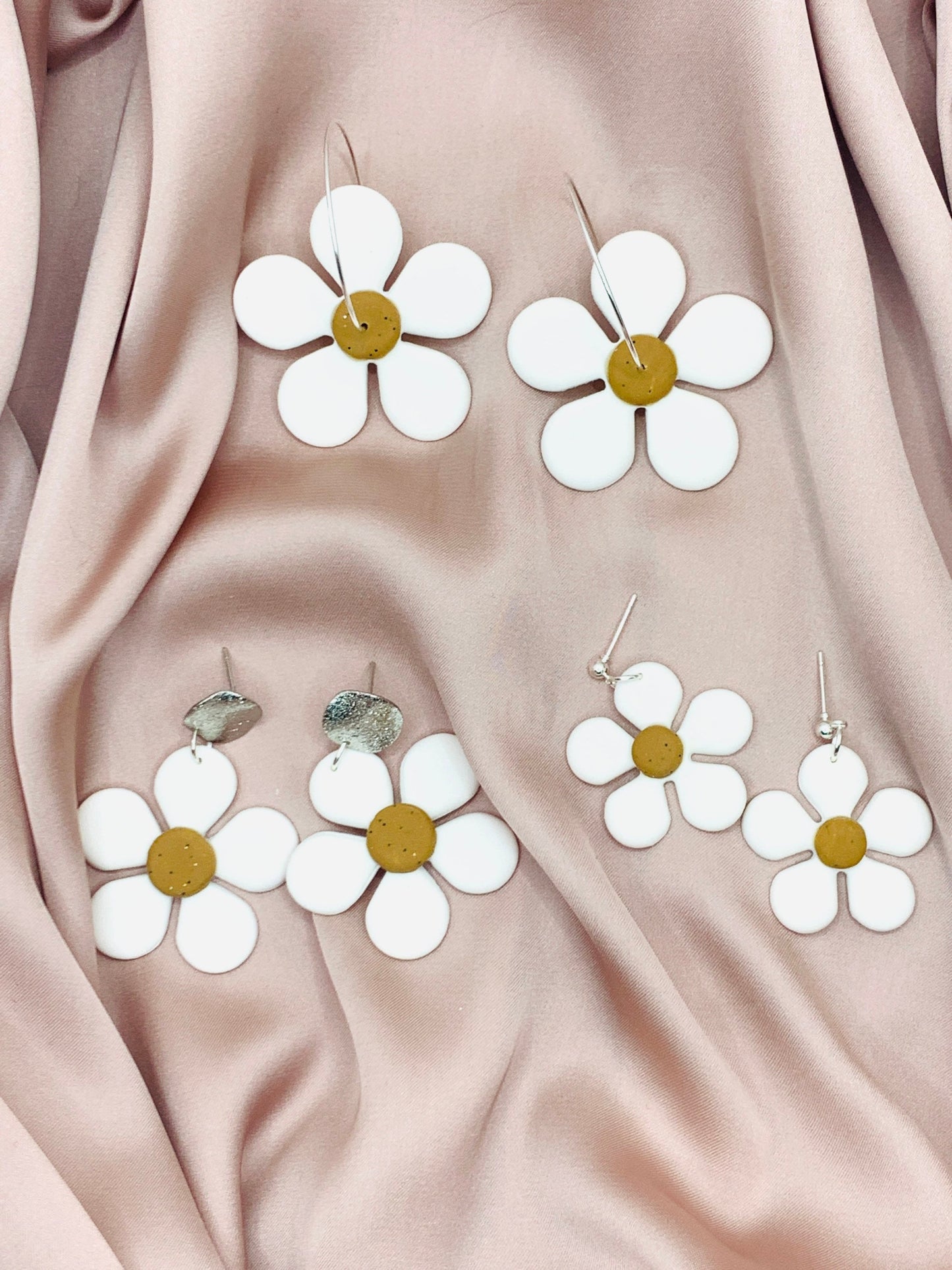 Daisy clay earrings, gift for her