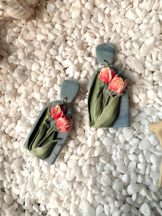 Tulip Earrings - Handmade Polymer Clay Gift for Her