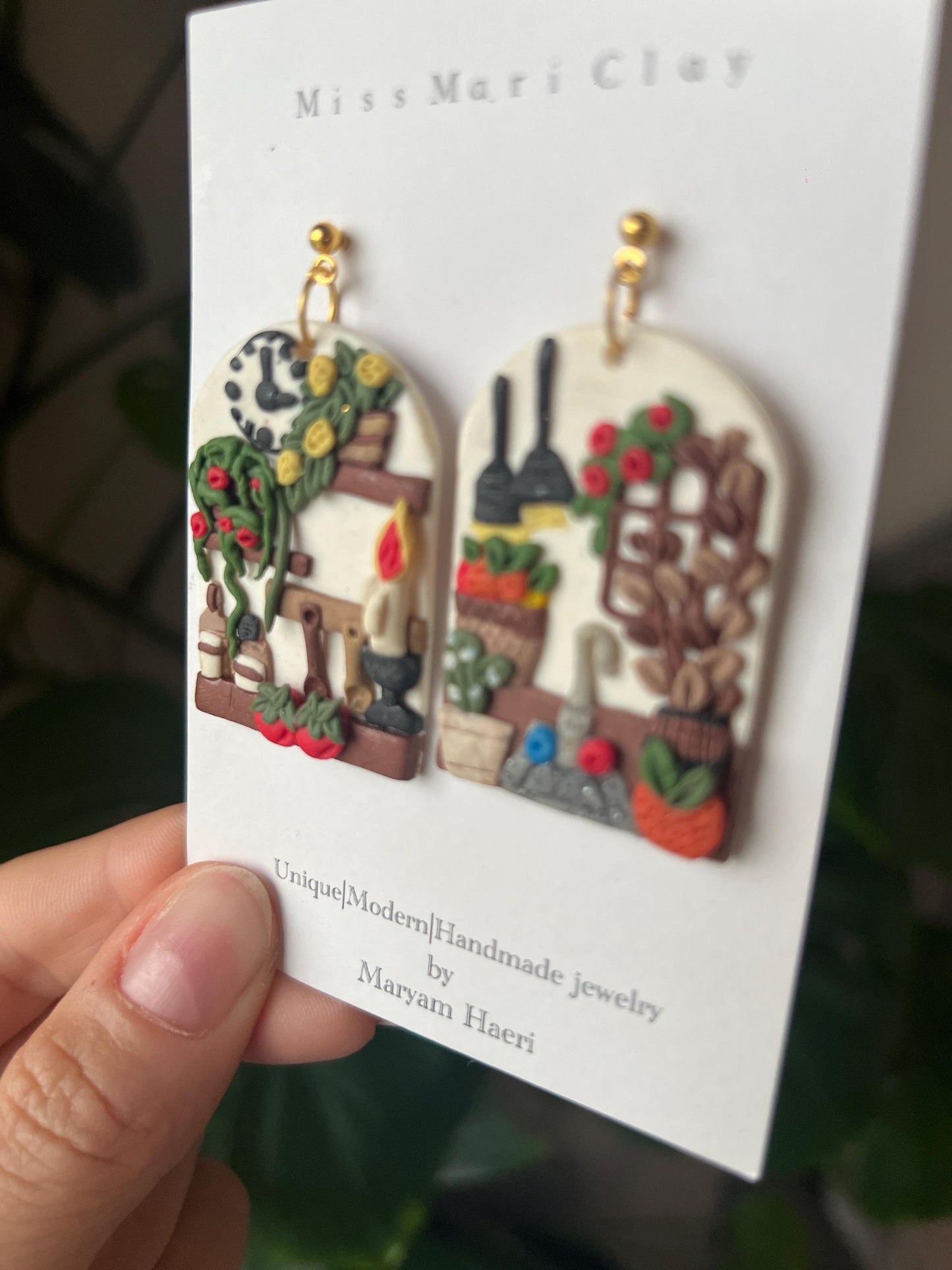 Kitchen decor clay earrings